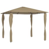 Paviljong med stolpar taupe 160 g/m² vidaXL