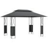 Paviljong med tak antracit stål vidaXL 400 x 300 x 270 cm – miniatyr 2