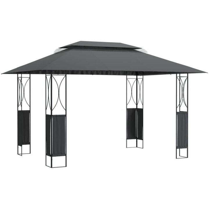 Paviljong med tak antracit stål vidaXL 400 x 300 x 270 cm – bild 2