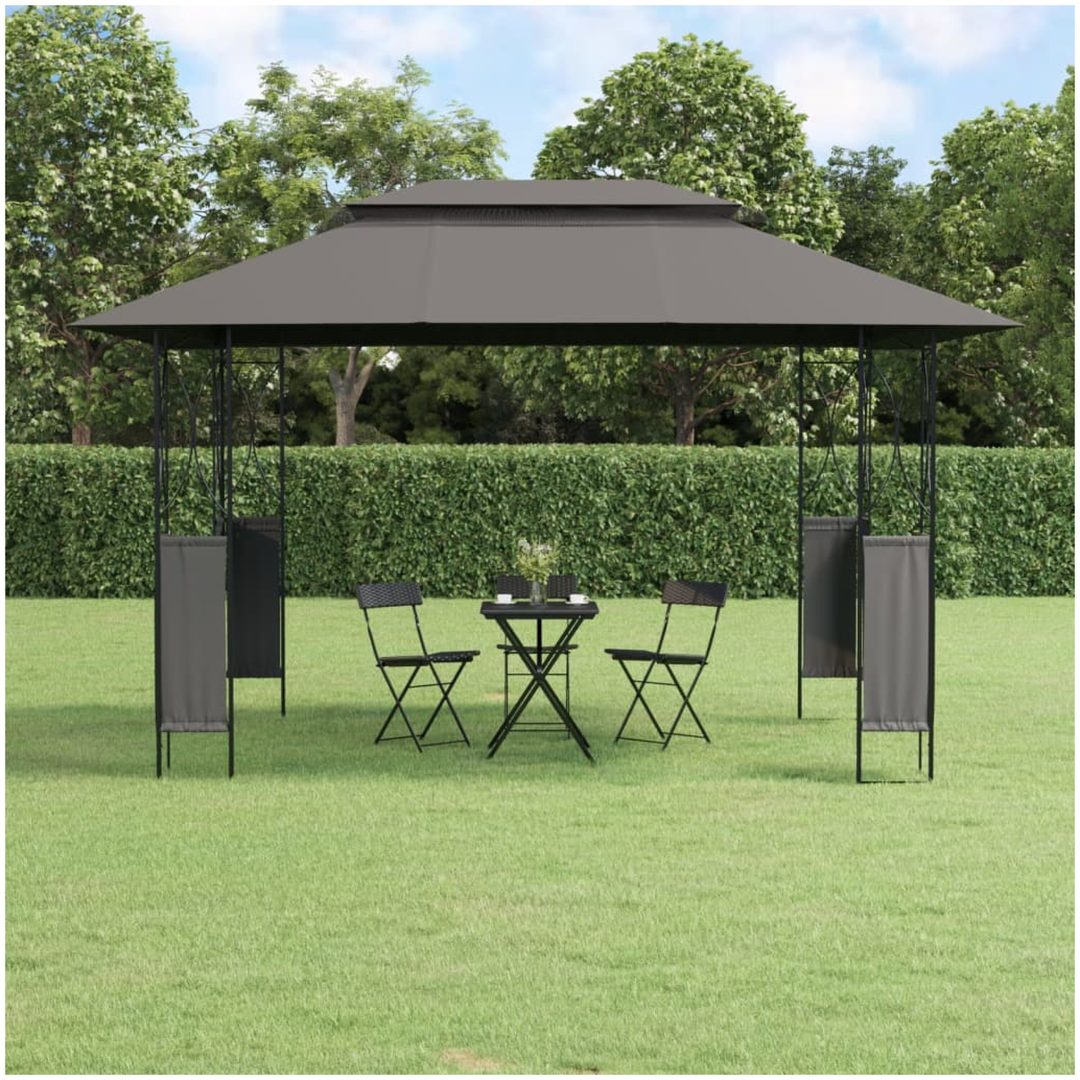 Paviljong med tak antracit stål vidaXL 400 x 300 x 270 cm
