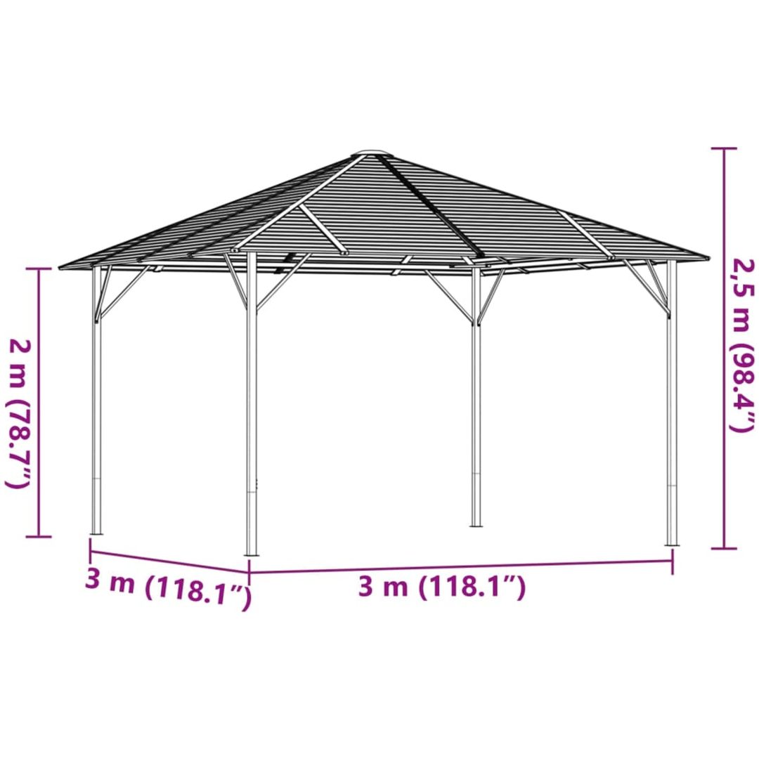 Paviljong med tak antracit vidaXL 3 x 3 m – bild 5