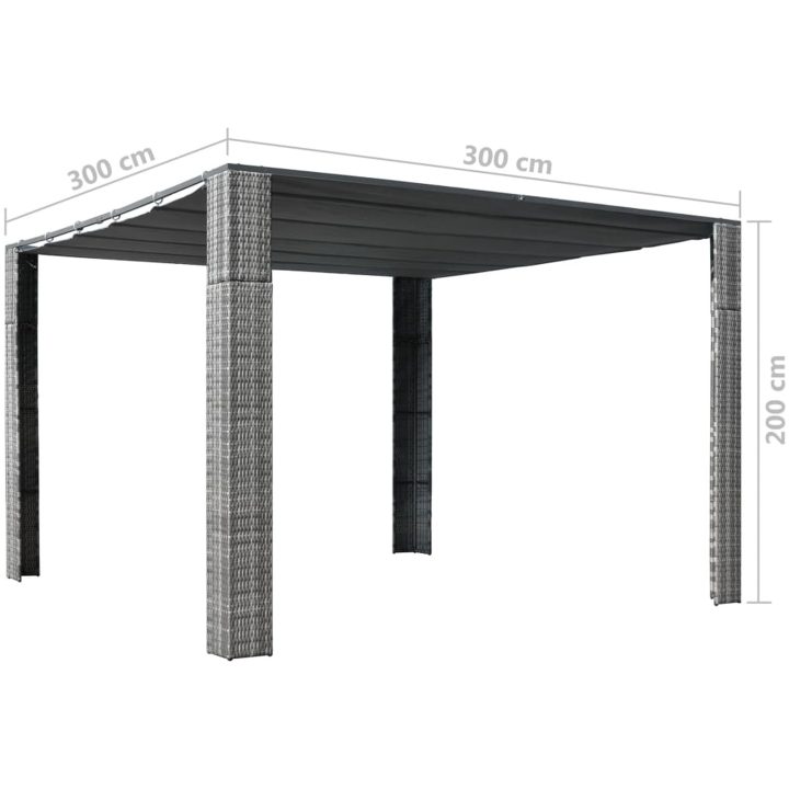Paviljong med tak konstrotting grå och antracit vidaXL 300 x 300 x 200 cm – bild 4