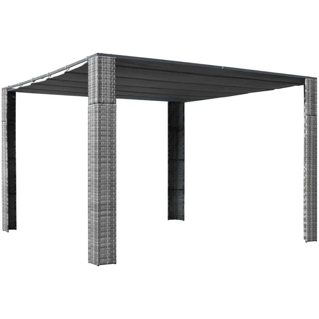 Paviljong med tak konstrotting grå och antracit vidaXL 300 x 300 x 200 cm
