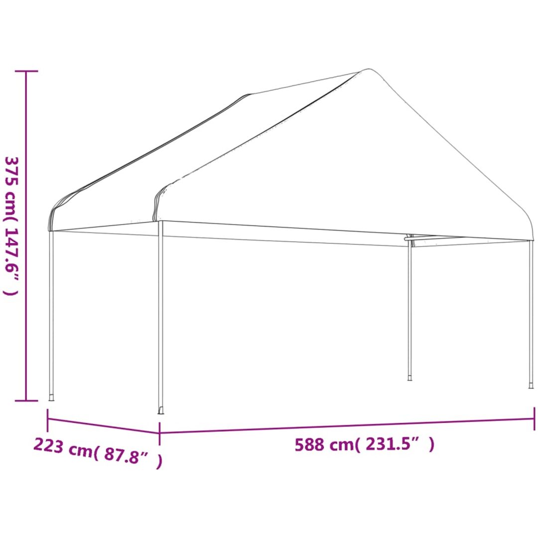 Paviljong med tak vit polyeten vidaXL 5.88 x 2.23 x 3.75 m – bild 4