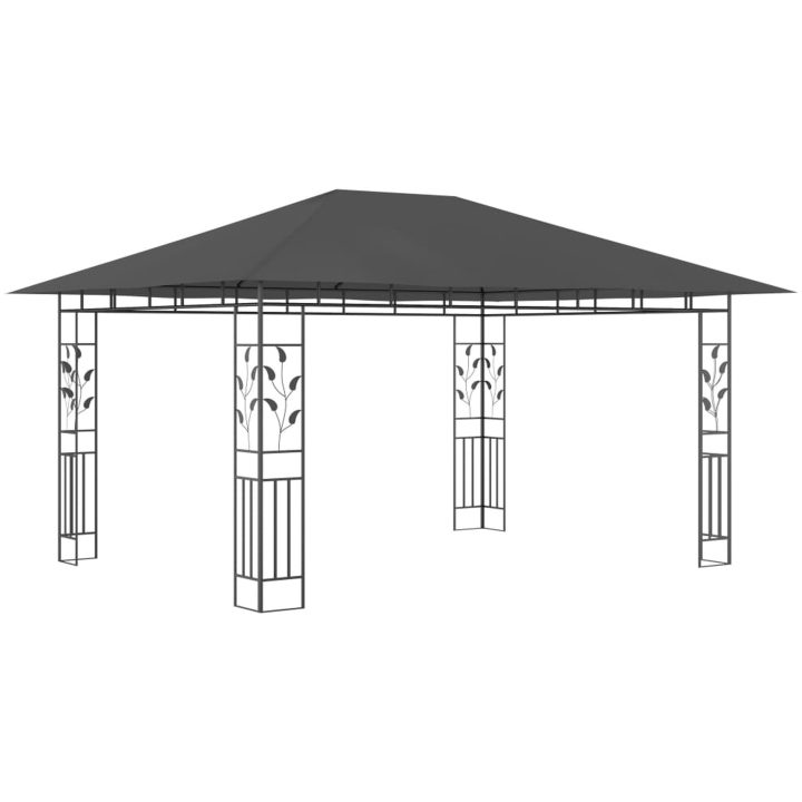 Paviljong myggnät ljusslinga LED antracit 180 g/m² vidaXL 4 x 3 x 2.73 m – bild 5