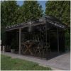 Paviljong myggnät ljusslinga LED antracit 180 g/m² vidaXL 4 x 3 x 2.73 m – miniatyr 1