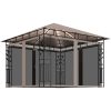 Paviljong myggnät och ljusslinga LED taupe 180 g/m² vidaXL 3 x 3 x 2.73 m – miniatyr 2