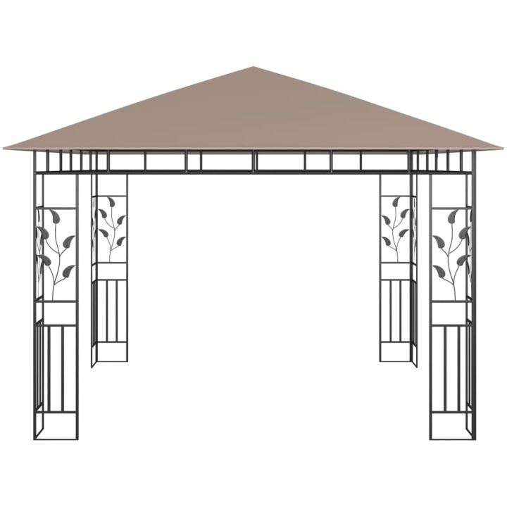 Paviljong myggnät och ljusslinga LED taupe 180 g/m² vidaXL 3 x 3 x 2.73 m – bild 6