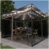 Paviljong myggnät och ljusslinga LED taupe 180 g/m² vidaXL 3 x 3 x 2.73 m – miniatyr 1