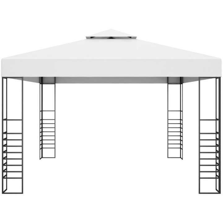 Paviljong pulverlackerat stål 4x3x2,7 m vit vidaXL 3 x 4 m – bild 3