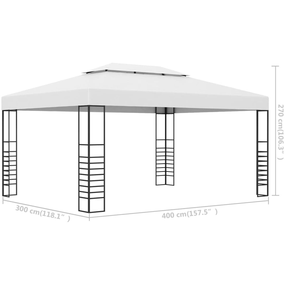 Paviljong pulverlackerat stål 4x3x2,7 m vit vidaXL 3 x 4 m – bild 6
