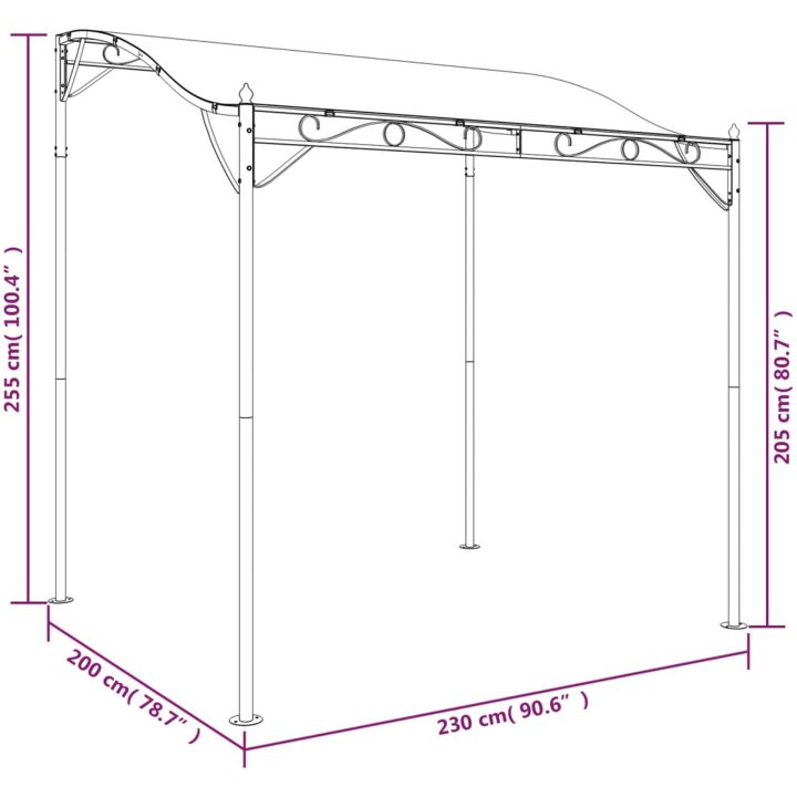 Paviljong taupe 2x2,3 m 180 g/m² tyg och stål vidaXL – bild 8