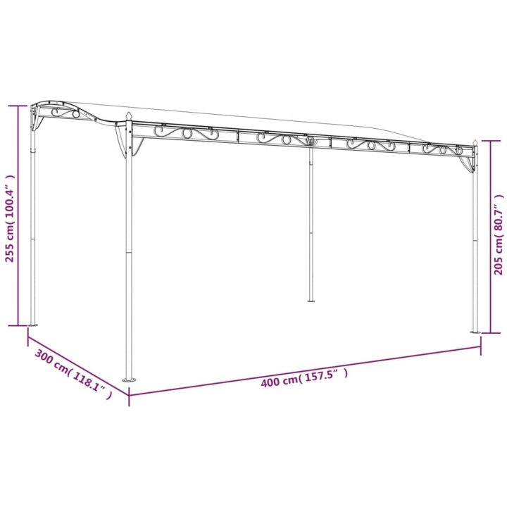 Paviljong taupe 4x3 m 180 g/m² tyg och stål vidaXL – bild 8