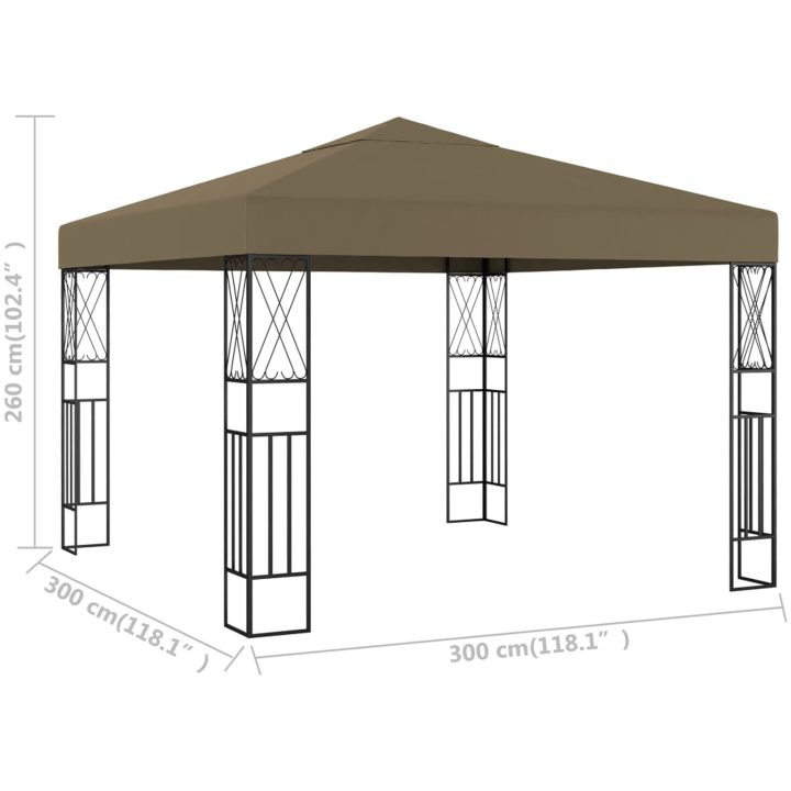 Paviljong taupe tyg vidaXL 3 x 3 m – bild 5