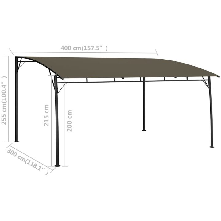 Paviljong taupe vidaXL 4 x 3 x 2.55 m – bild 6