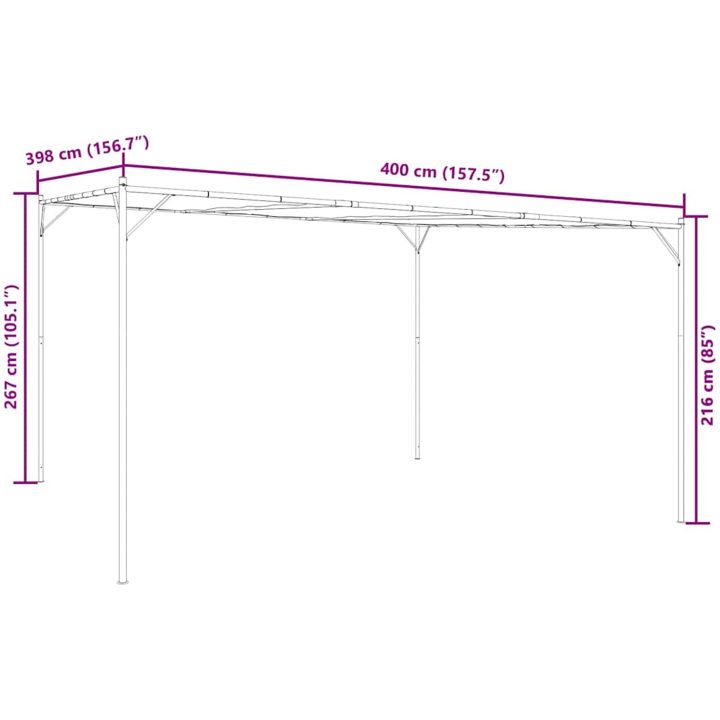 Paviljong vit 4x4 m 180 g/m² tyg och stål vidaXL – bild 9