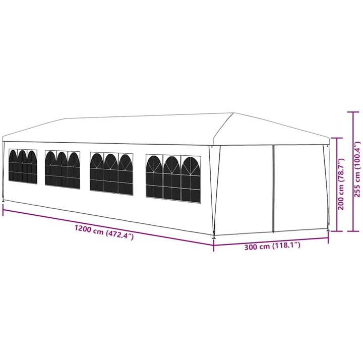 Paviljong vit vidaXL 3 x 12 m – bild 11