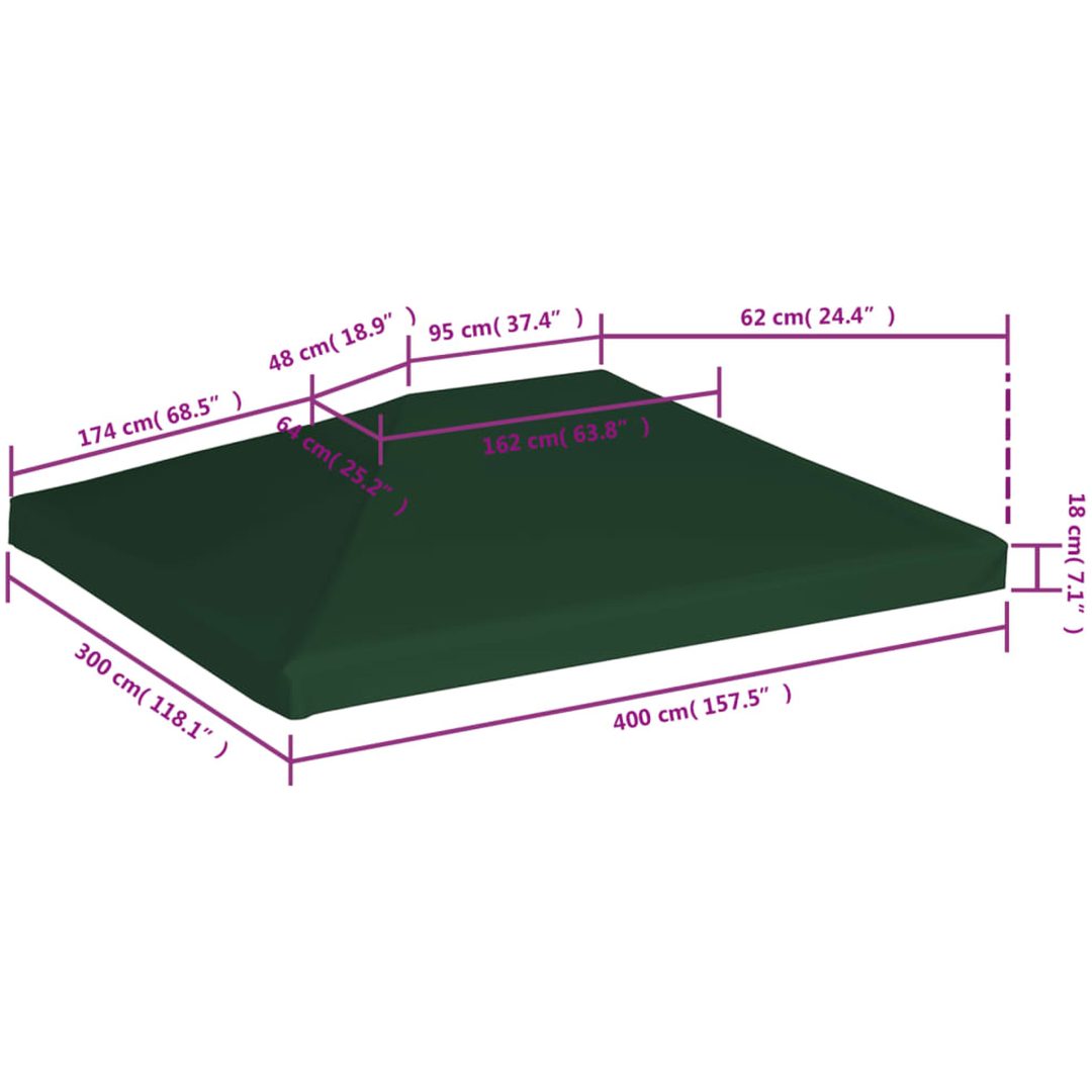 Paviljongtak 310 g/m² 4x3 m grön vidaXL 4 x 3 m – bild 6