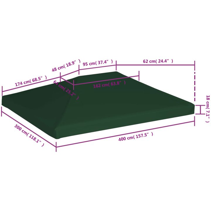Paviljongtak 310 g/m² 4x3 m grön vidaXL 4 x 3 m – bild 6