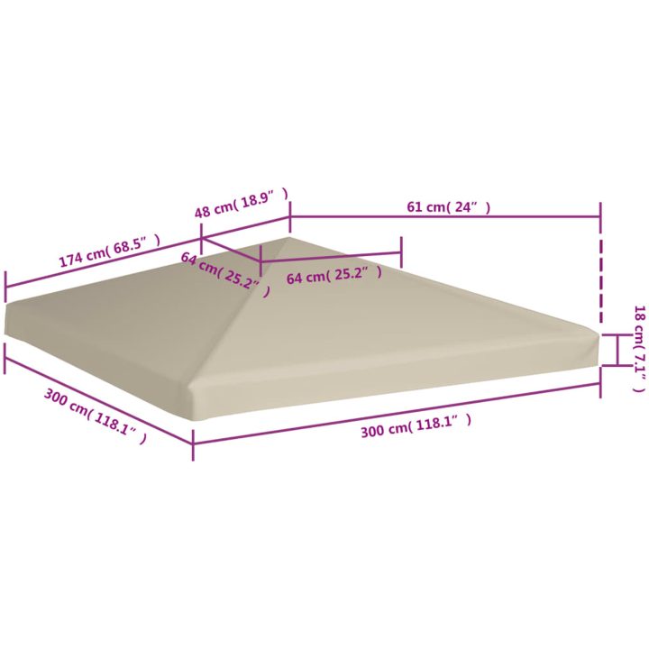 Paviljongtak 310 g/m² beige vidaXL 3 x 3 m – bild 6
