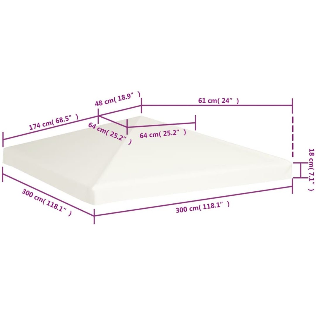 Paviljongtak 310 g/m² gräddvit vidaXL 3 x 3 m – bild 6