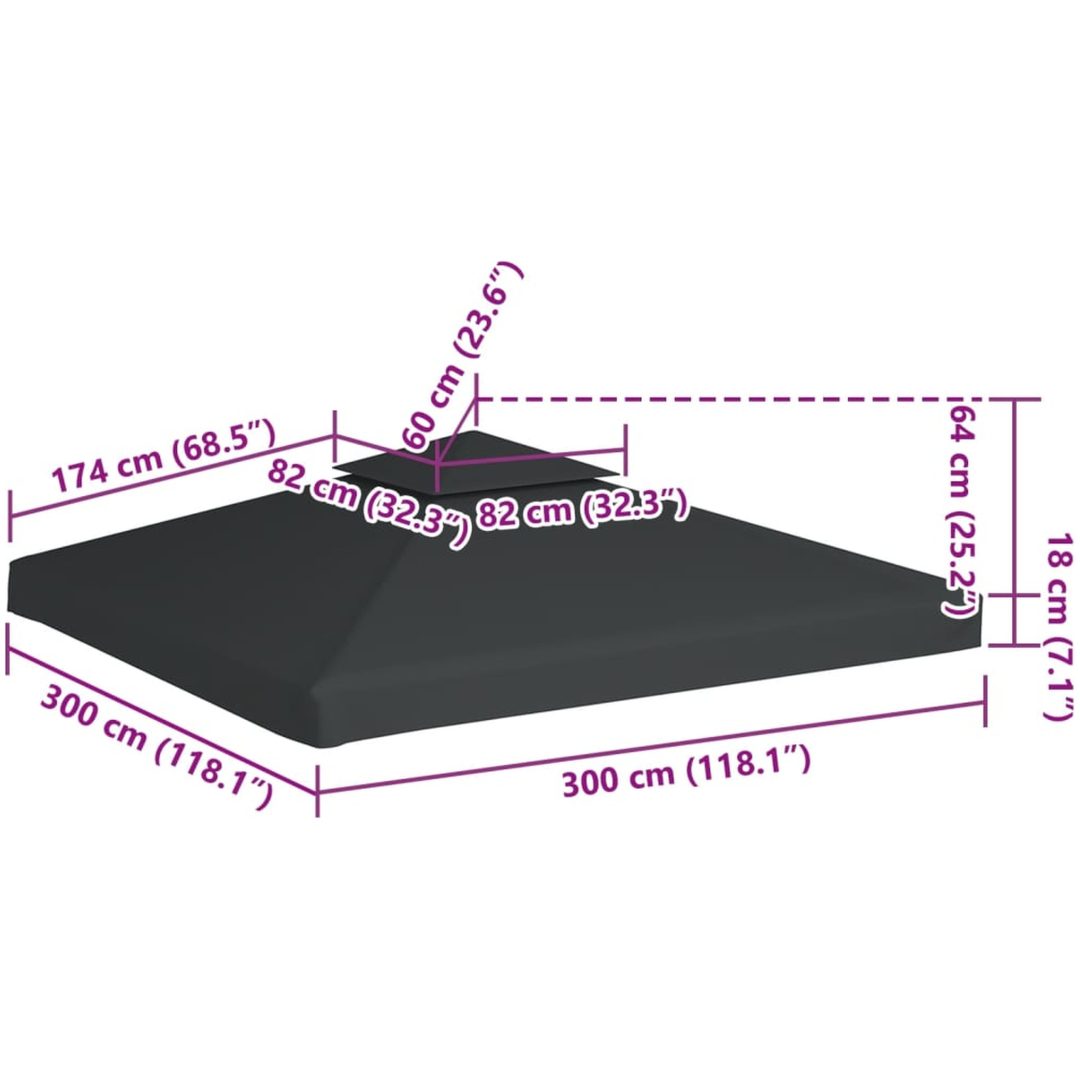 Paviljongtak 310 g/m² mörkgrå vidaXL 3 x 3 m – bild 6