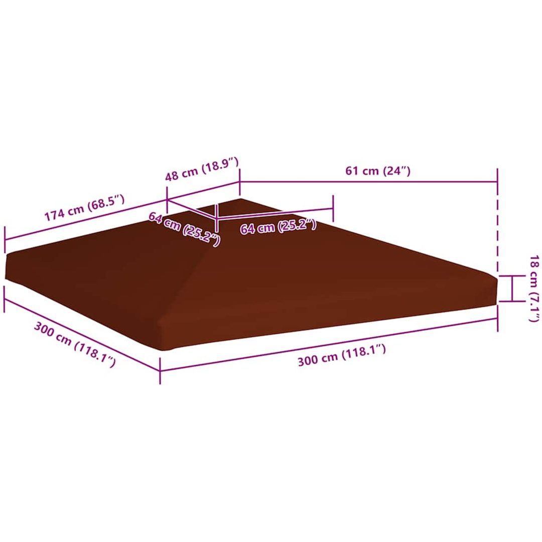 Paviljongtak 310 g/m² terrakotta vidaXL 3 x 3 m – bild 6