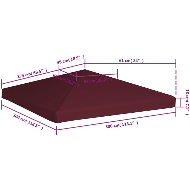 Paviljongtak 310 g/m² vinröd vidaXL 3 x 3 m – bild 6