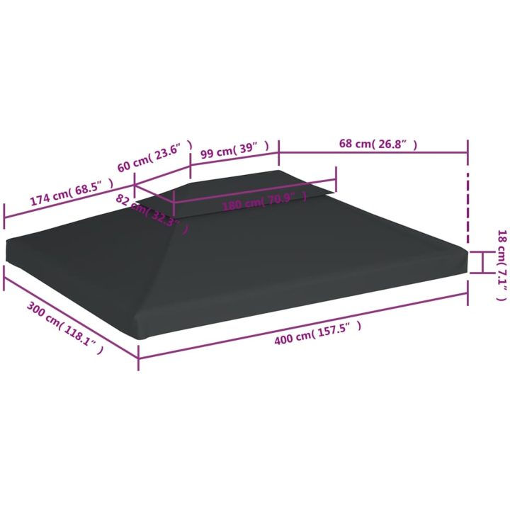 Paviljongtak med ventilering 310 g/m² antracit vidaXL 4 x 3 m – bild 6