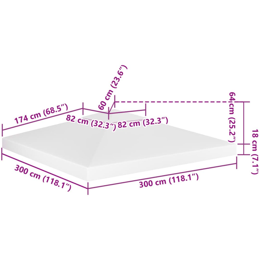 Paviljongtak med ventilering 310 g/m² vit vidaXL 3 x 3 m – bild 7