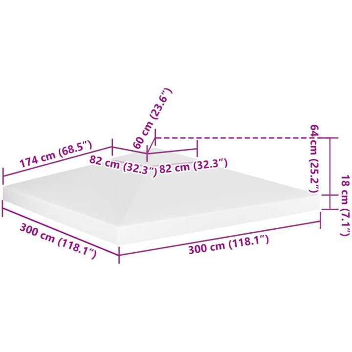 Paviljongtak med ventilering 310 g/m² vit vidaXL 3 x 3 m – bild 7