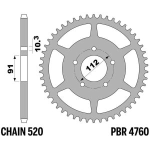 PBR Rear Sprocket Steel Standard - 520