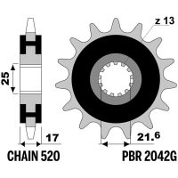 PBR Steel Noise-Free Front Sprocket 2042 - 520