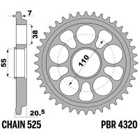 PBR Tempered C45 Steel Rear Sprocket - 520