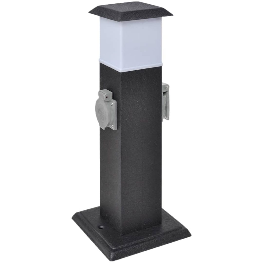 Pelare med utomhusuttag och lampa vidaXL