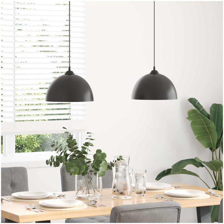 Pendellampa 2 st höjdjusterbar E27 svart ⌀30 cm metall vidaXL – bild 3