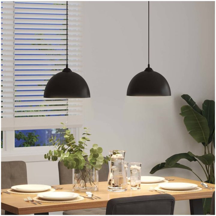 Pendellampa 2 st höjdjusterbar E27 svart ⌀30 cm metall vidaXL – bild 4