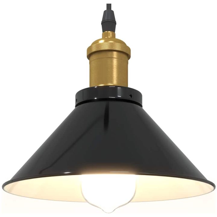 Pendellampa höjdjusterbar E27 blank svart ⌀22 cm metall vidaXL – bild 5