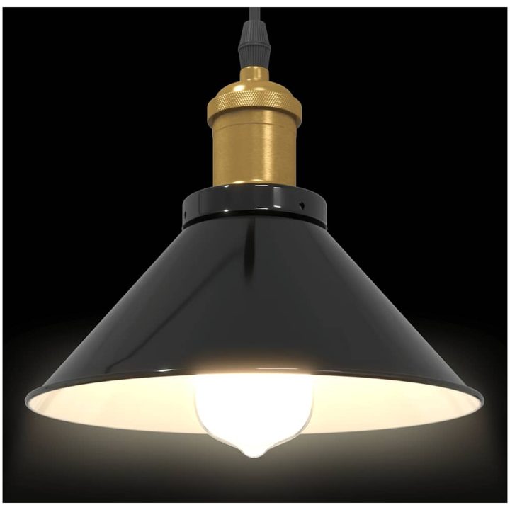 Pendellampa höjdjusterbar E27 blank svart ⌀22 cm metall vidaXL – bild 6