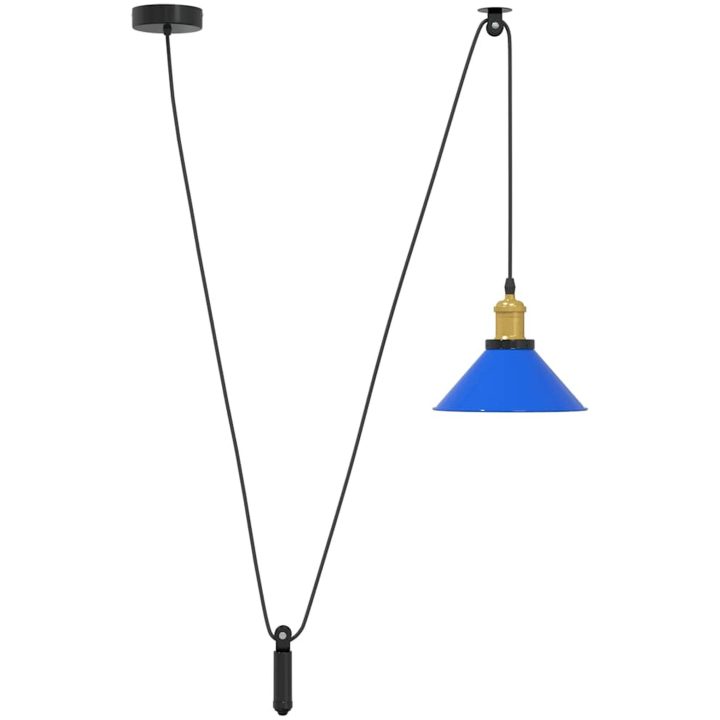Pendellampa höjdjusterbar E27 glans mörkblå ⌀22 cm metall vidaXL – bild 2