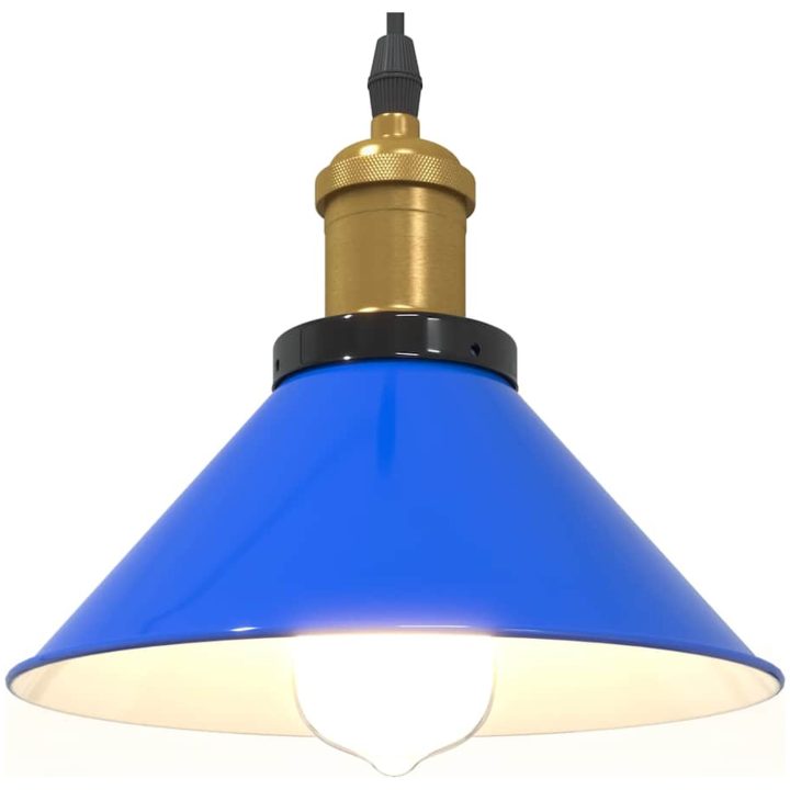 Pendellampa höjdjusterbar E27 glans mörkblå ⌀22 cm metall vidaXL – bild 5