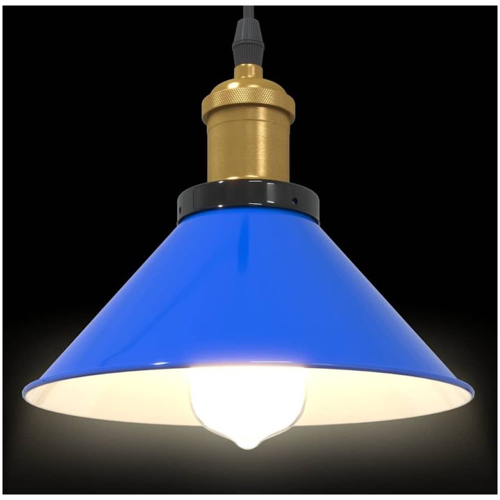 Pendellampa höjdjusterbar E27 glans mörkblå ⌀22 cm metall vidaXL – bild 6