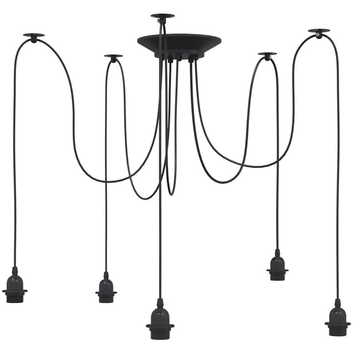 Pendellampa med 5 lamphållare E27 svart metall vidaXL – bild 2