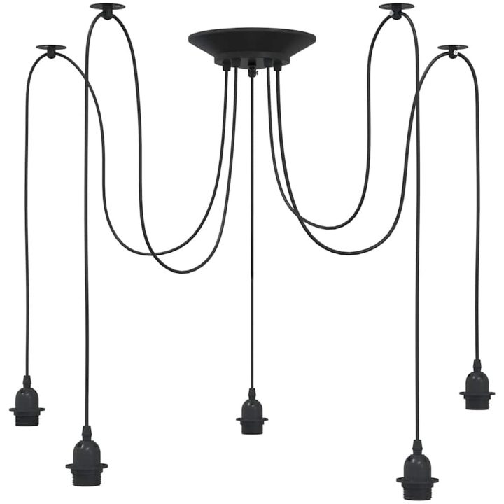 Pendellampa med 5 lamphållare E27 svart metall vidaXL – bild 5