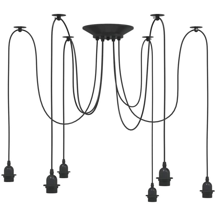 Pendellampa med 6 lamphållare E27 svart metall vidaXL – bild 2