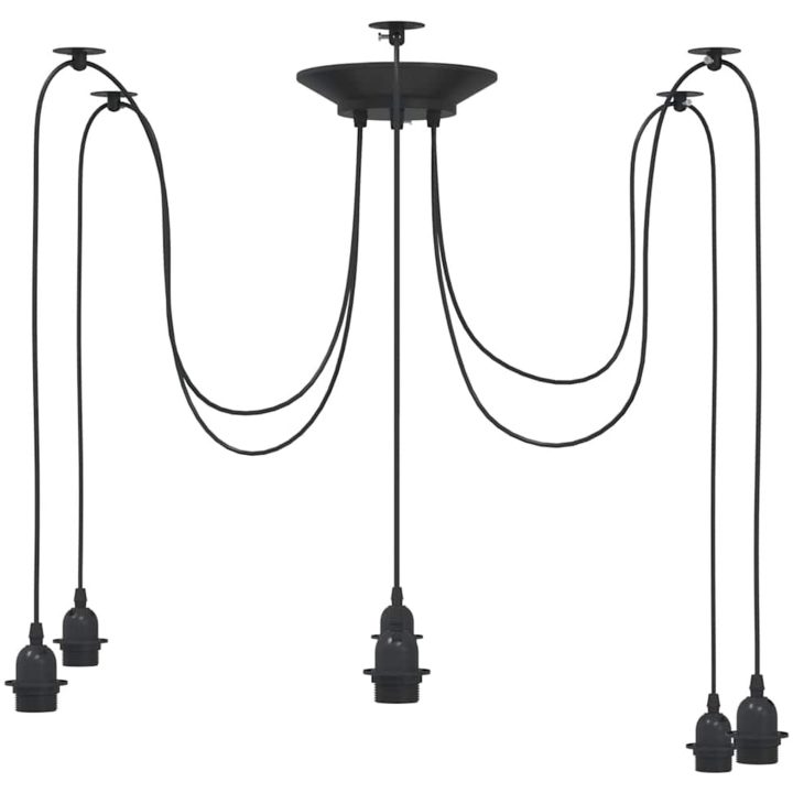 Pendellampa med 6 lamphållare E27 svart metall vidaXL – bild 5
