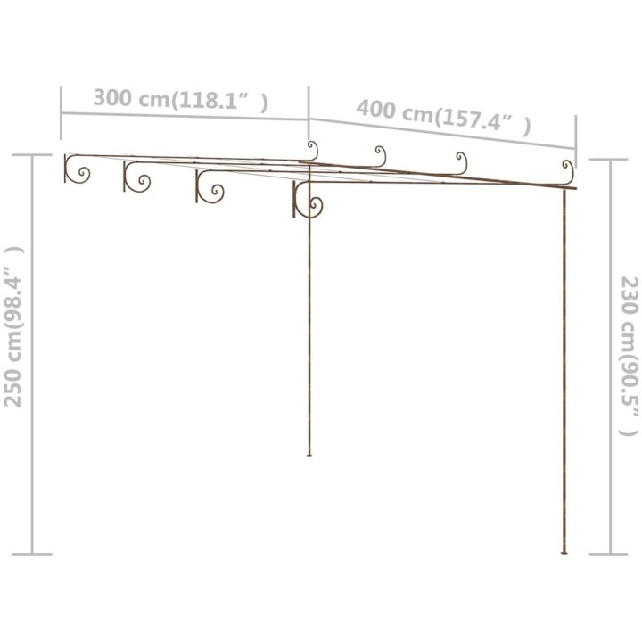 Pergola antikbrun järn vidaXL 4 x 3x 2.5 m – bild 7