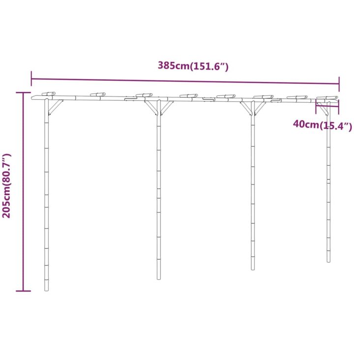 Pergola bambu 385x40x205 cm vidaXL – bild 7