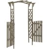 Pergola med grind 116x40x204 cm grå massivt granträ vidaXL – miniatyr 3