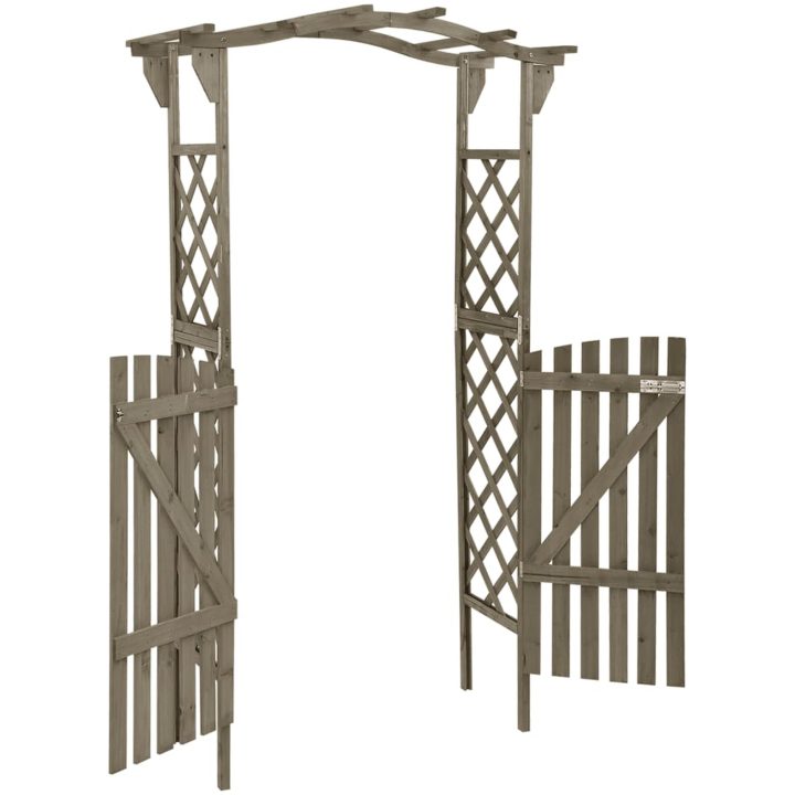 Pergola med grind 116x40x204 cm grå massivt granträ vidaXL – bild 3